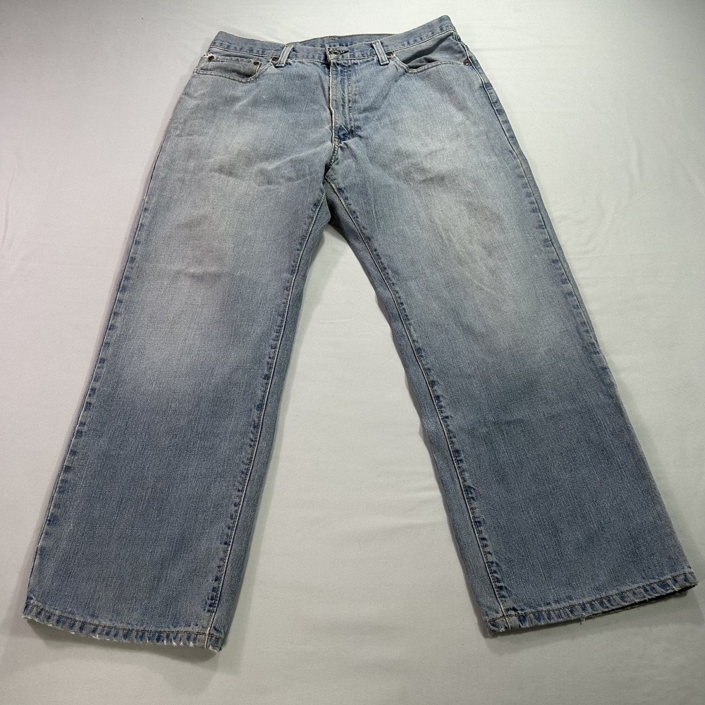 Polo Jeans Co RL Filmore Jeans Mens 34x30 Relaxed Fit Distressed Patch Denim